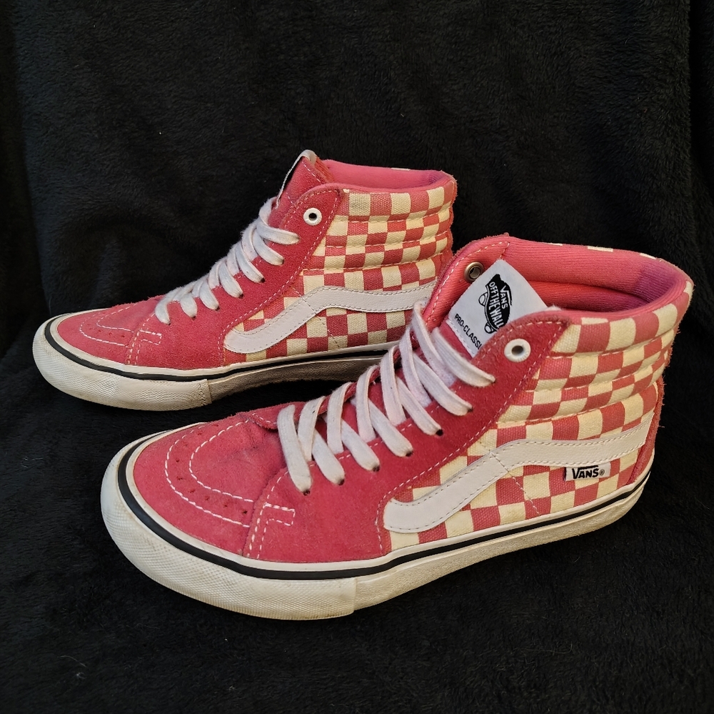Vans High Top Pro Checker Pink Size 7